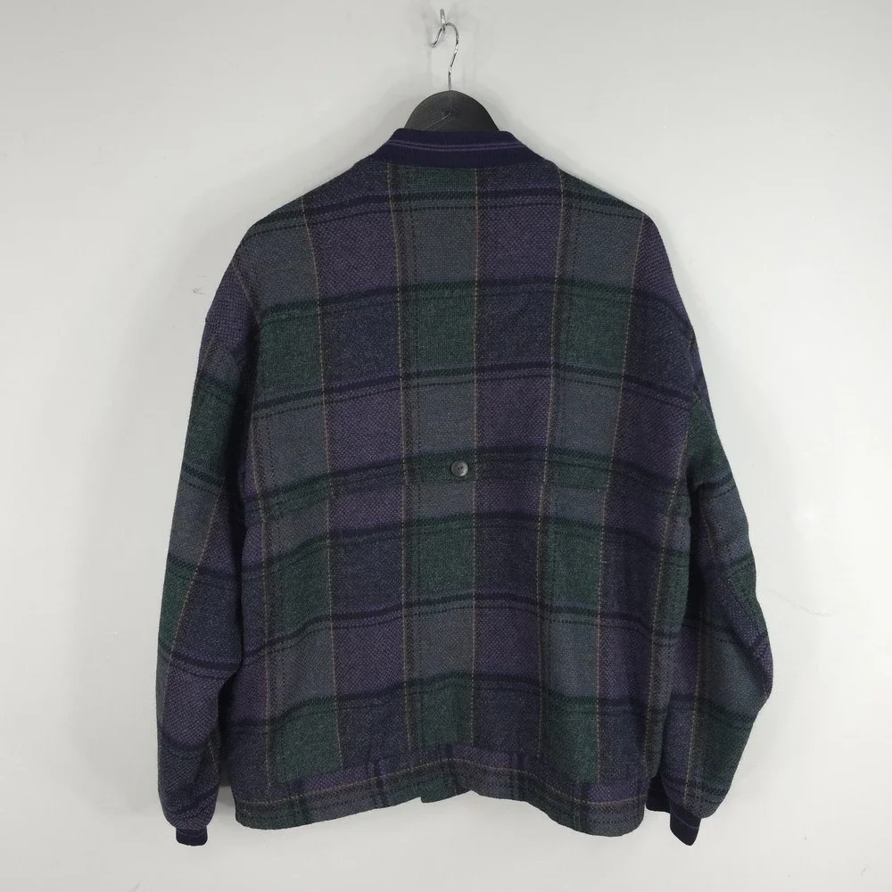 Colours By Alexander Julian Jacket Mens Medium Green Plaid Wool Bomber Lined